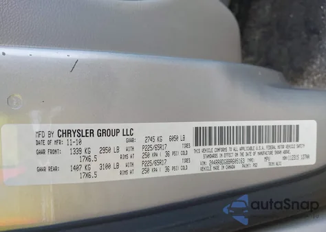2011 Chrysler Town & Country Touring-L from USA, damaged, VIN 2A4RR8DG8BR605163